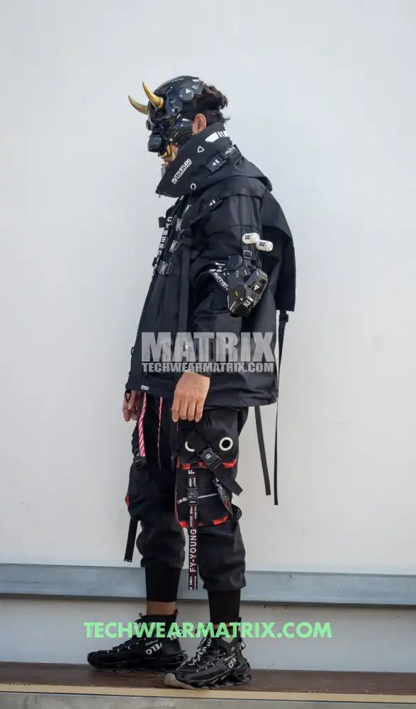 Black Cyberpunk Oni Mask