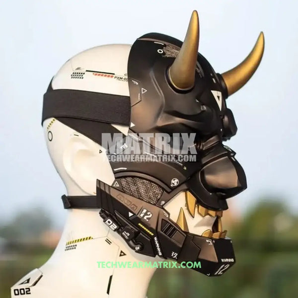 Black Cyberpunk oni mask