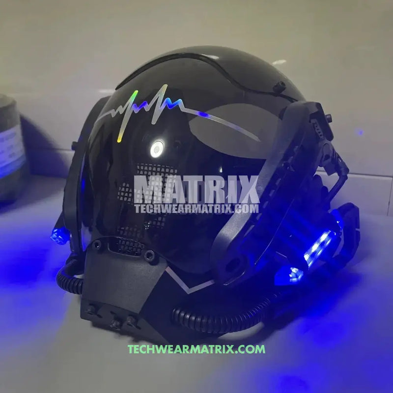 Blue LED Cyberpunk Helmet