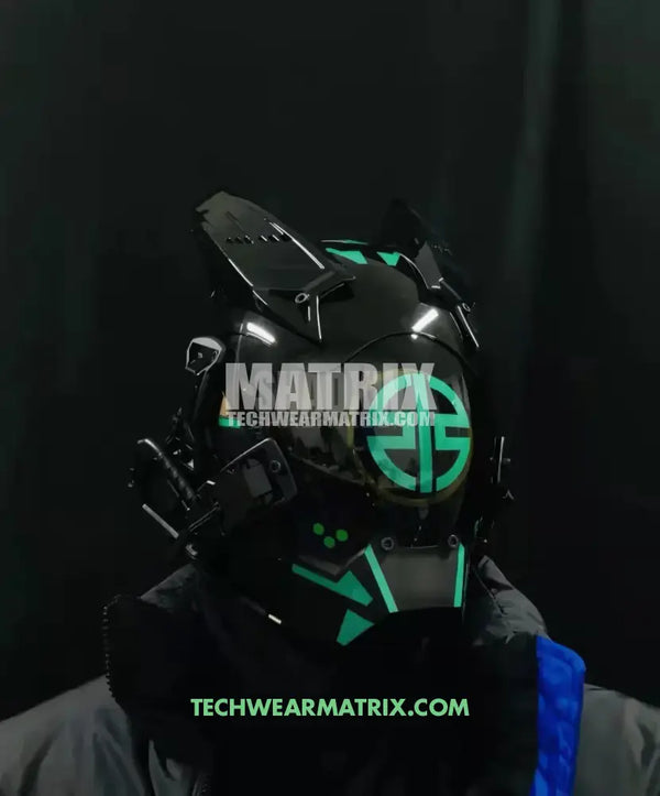 Cyberpunk Helmet Green LED