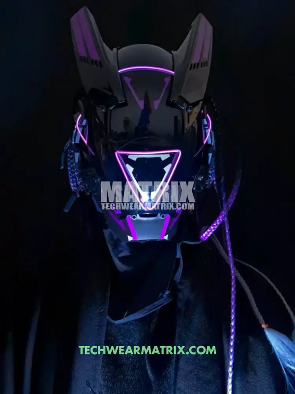 Purple Cyberpunk Helmet with Dread
