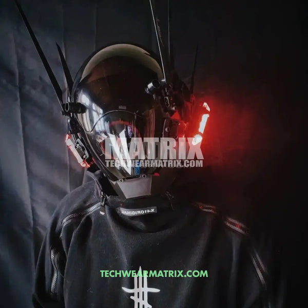 Red Cyberpunk Futuristic Helmet