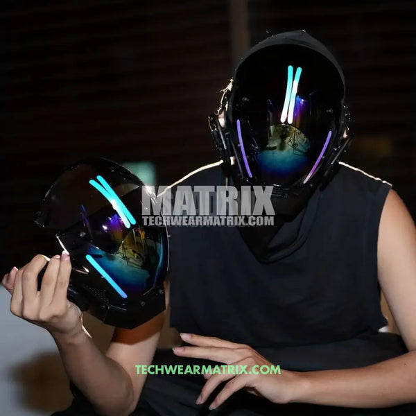 Reflective Cyberpunk Helmet
