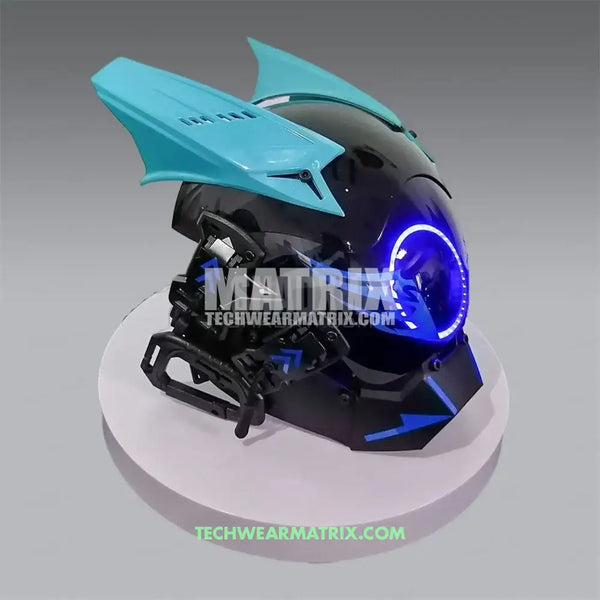 Turquoise Cyberpunk Helmet