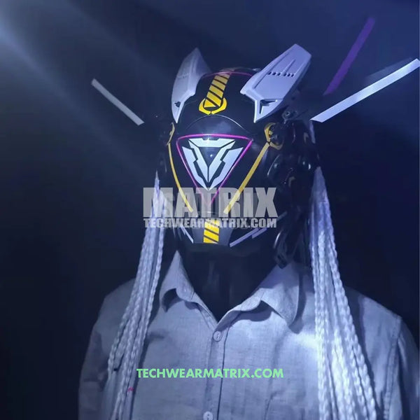 White and Pink Cyberpunk Helmet