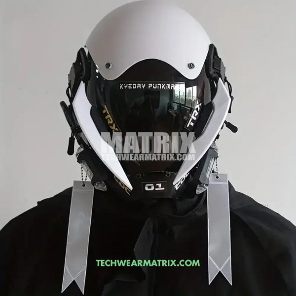 White Cyberpunk Helmet LED